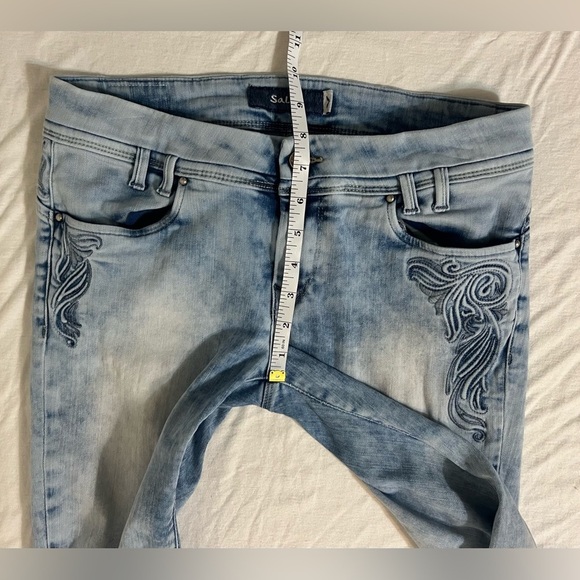 Salsa Jeans embroidered skinny straight acid wash jeans. Size 31. B1 - Picture 9 of 13